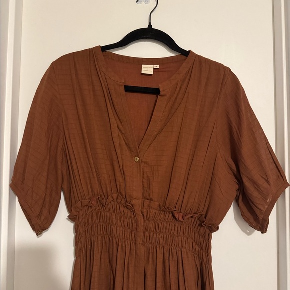 World of Crow Brown Elasticized Midi Dress Sz S - Picture 7 of 14